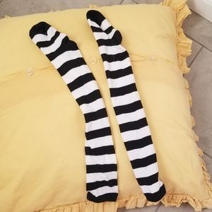 Long knee high striped socks